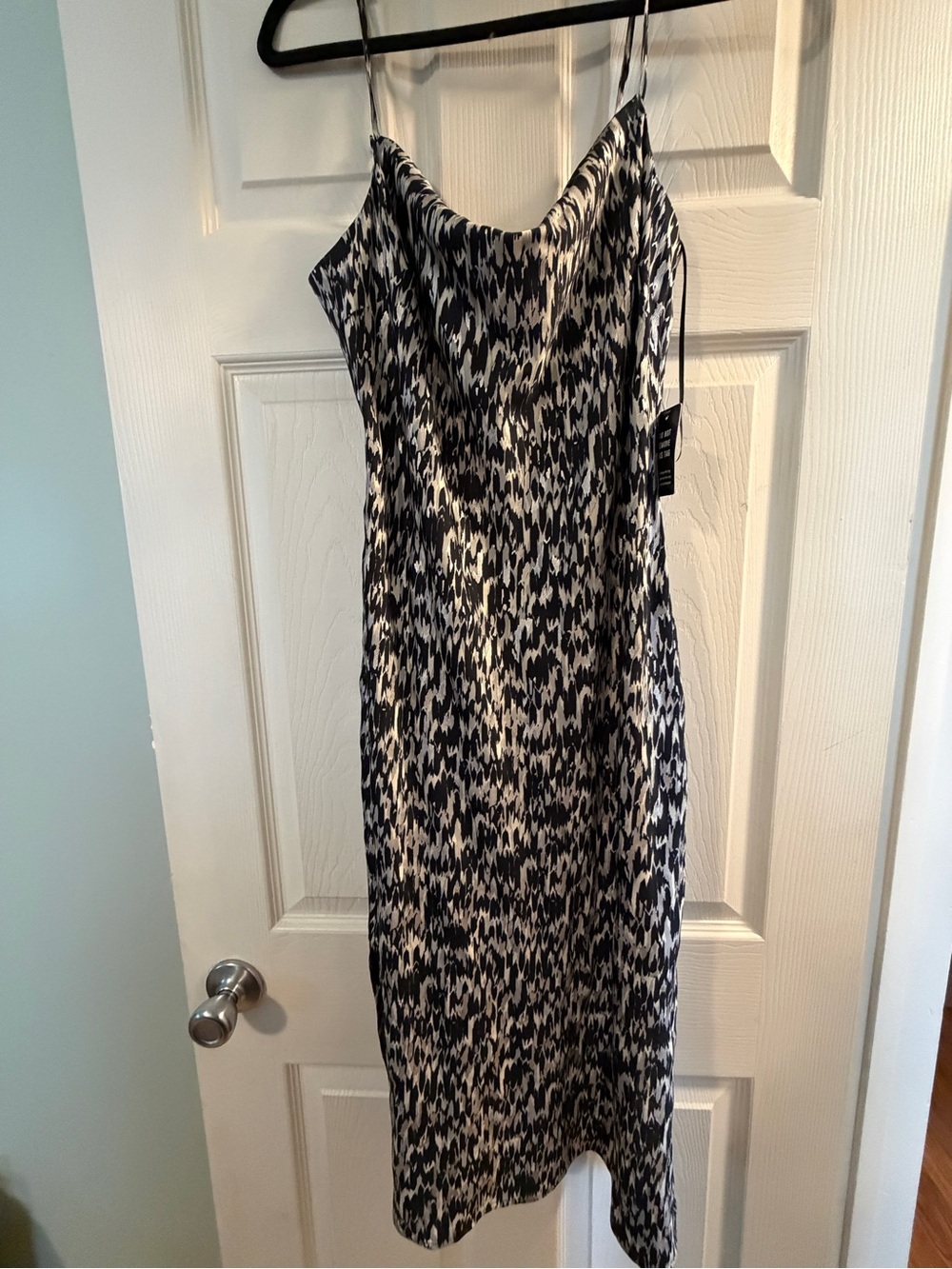 Express Black & White Printed Slip Midi Dress